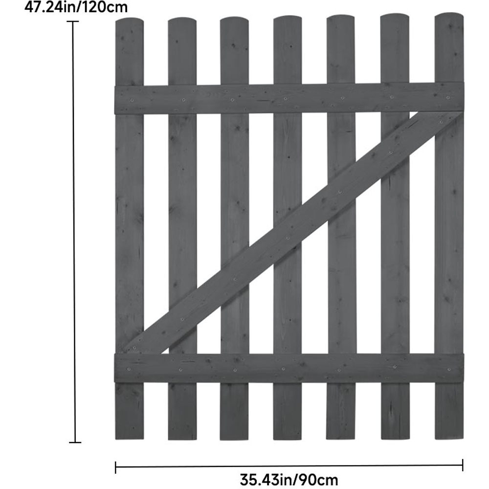 Living and Home Grey Single Swing Wooden Garden Fence Gate with Latch 120 x 90cm Image 9