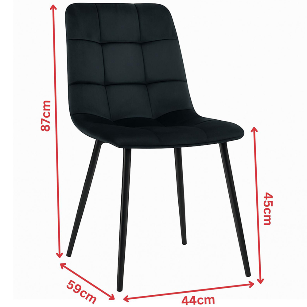 Portland 6 Seater Velvet Tufted Marble Effect Tabletop Dining Set Black Image 5