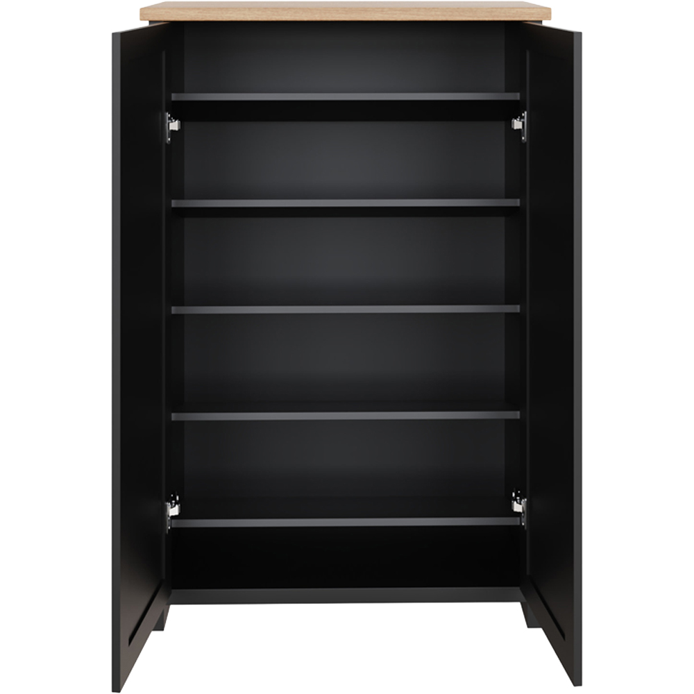 GFW Lancaster 2 Door Black and Oak Tall Shoe Cabinet Image 5