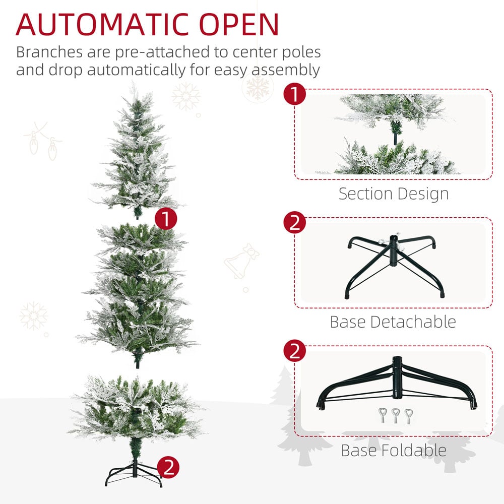 Everglow Pencil Snow Flocked Artificial Christmas Tree 7ft Image 6