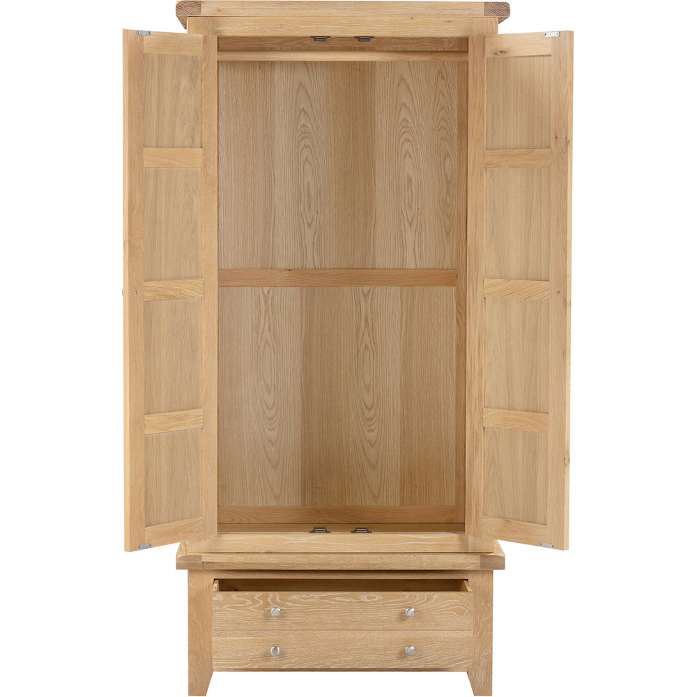Seconique Windsor 2 Door Single Drawer Natural Oak Wardrobe Image 5