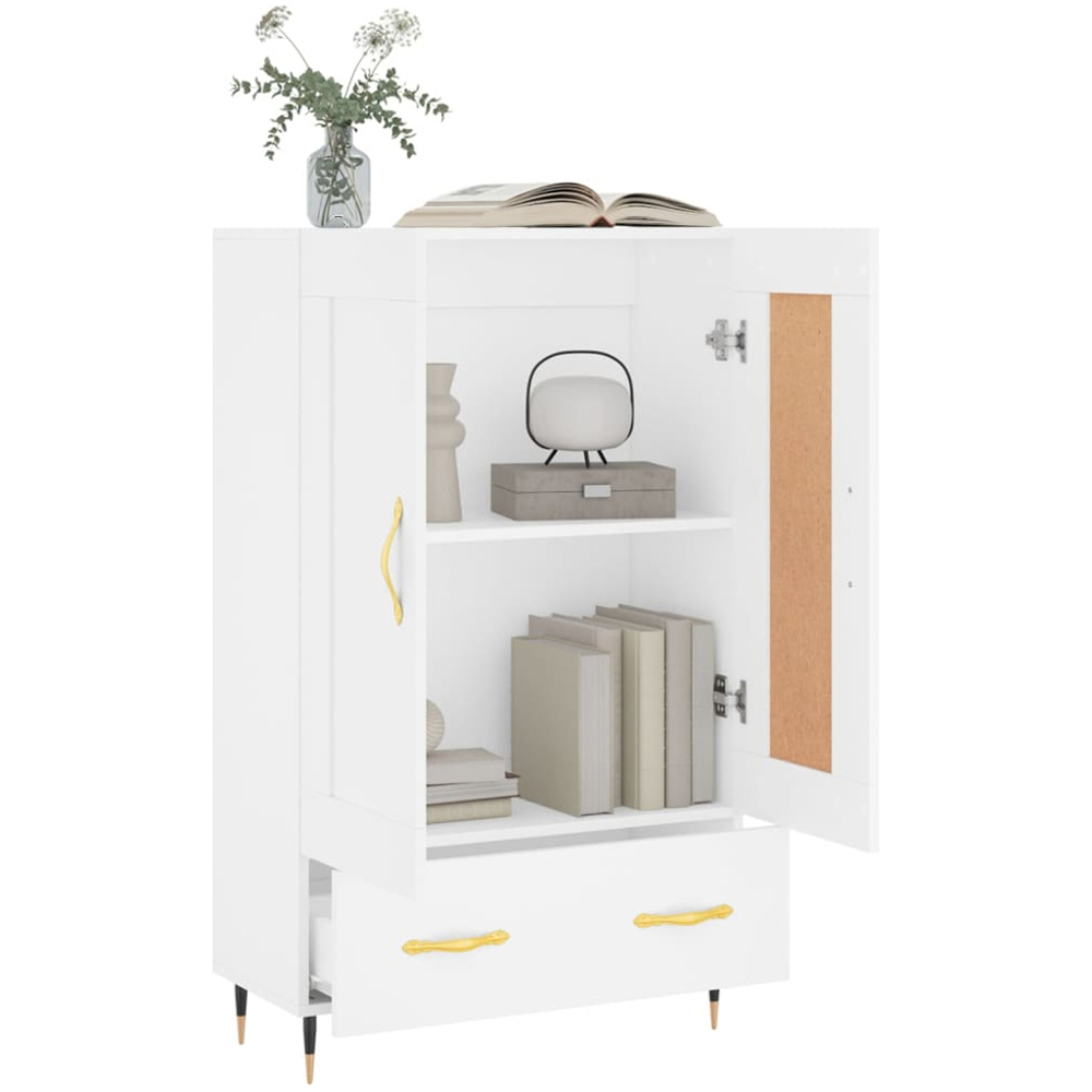 vidaXL 2 Door Single Drawer White Highboard with Gold Handles Image 4