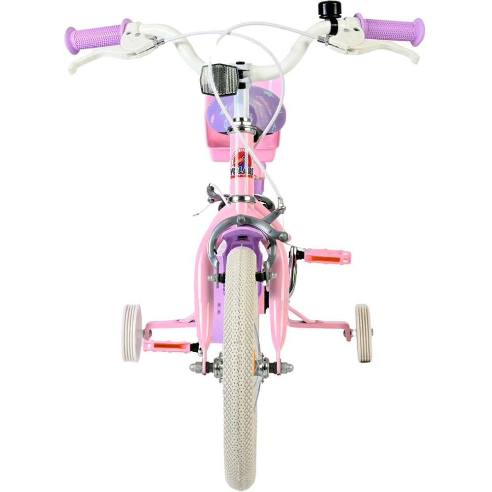Volare Olivia Kids 14 inch Pink and Purple Bike with Stabilisers and Doll Seat Image 3