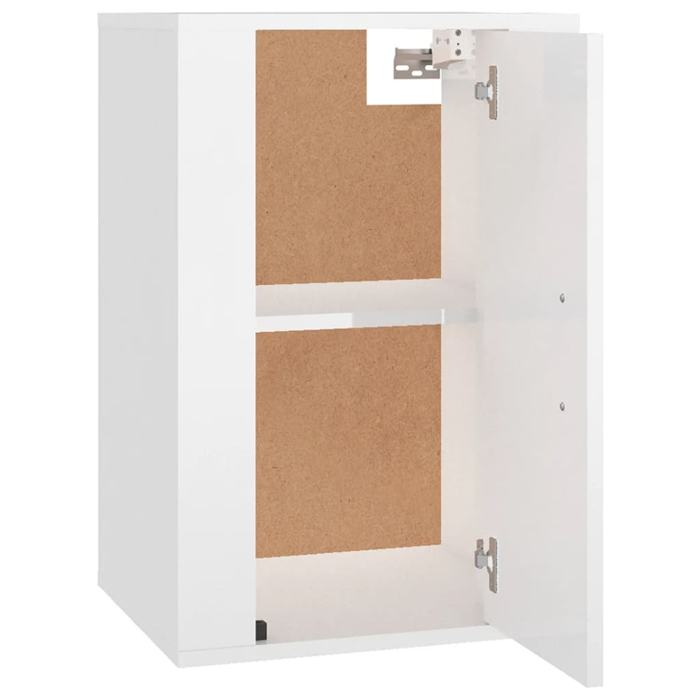 vidaXL Single Door High Gloss White Wall Mounted TV Cabinet Set of 2 Image 4