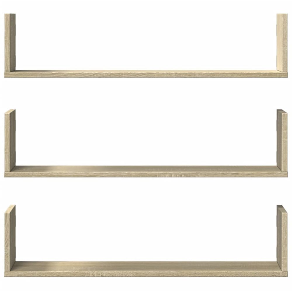 vidaXL 80cm Set of 3 Sonoma Oak Floating Wall Shelf Image 2