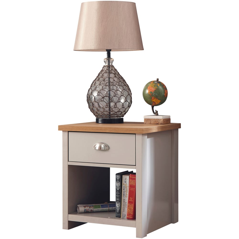 GFW Lancaster Single Drawer Single Shelf Grey Lamp Table Image 2