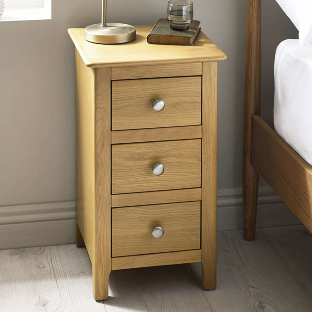 Julian Bowen Somerset 3 Drawer Oak Compact Bedside Table Image 1