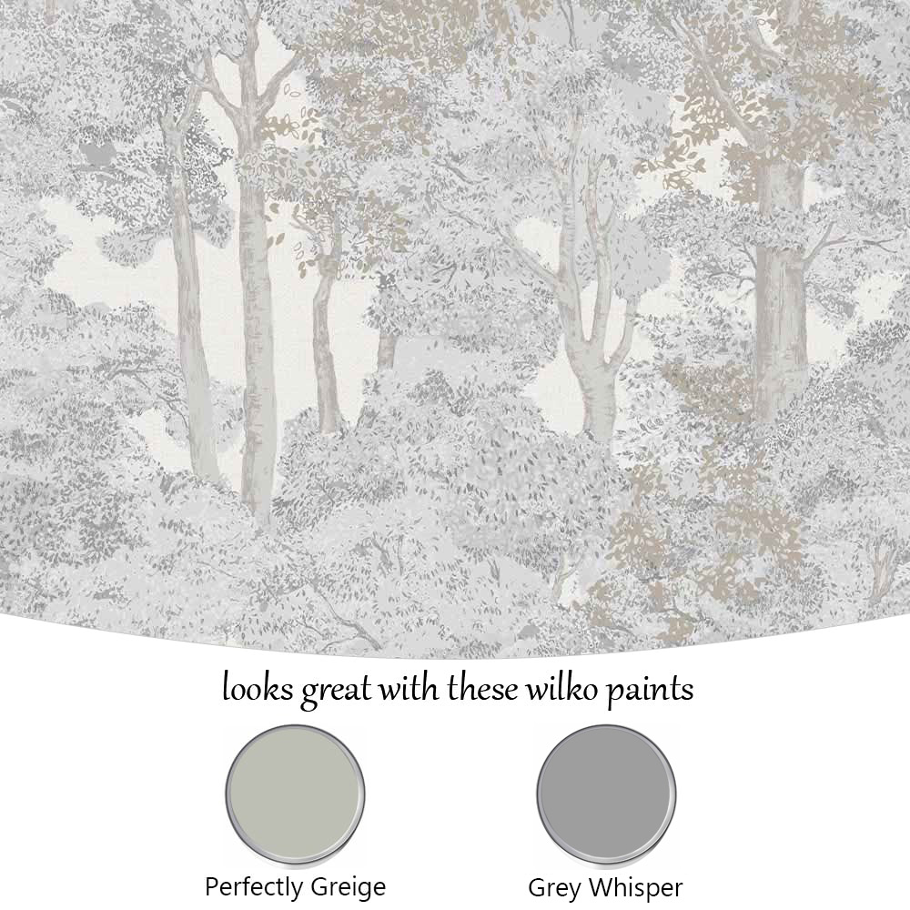 Wilko Easy Tranquil Woodland Grey Wallpaper Image 4