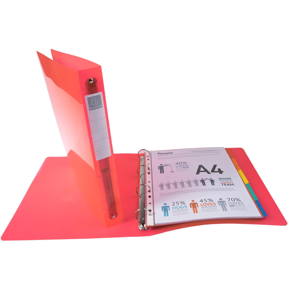 Exacompta Iderama Rigid A4+ Pink PP 4R Ring Binder 30mm 10 Pack Image 3