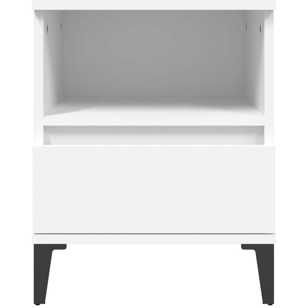 vidaXL Set of 2 Single Drawer Single Shelf White Bedside Cabinet Image 7