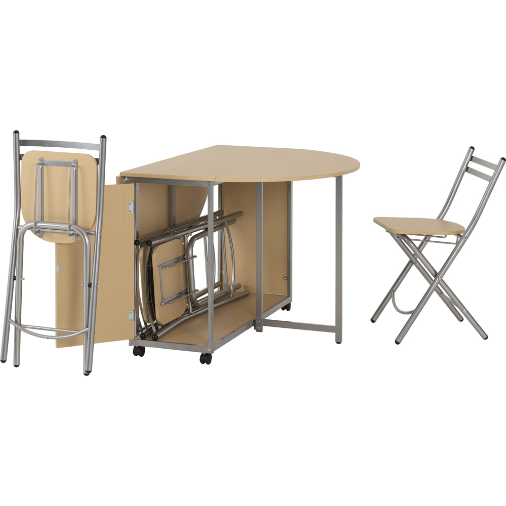 Seconique Budget Butterfly 4 Seater Folding Dining Set Beech and Silver Image 3