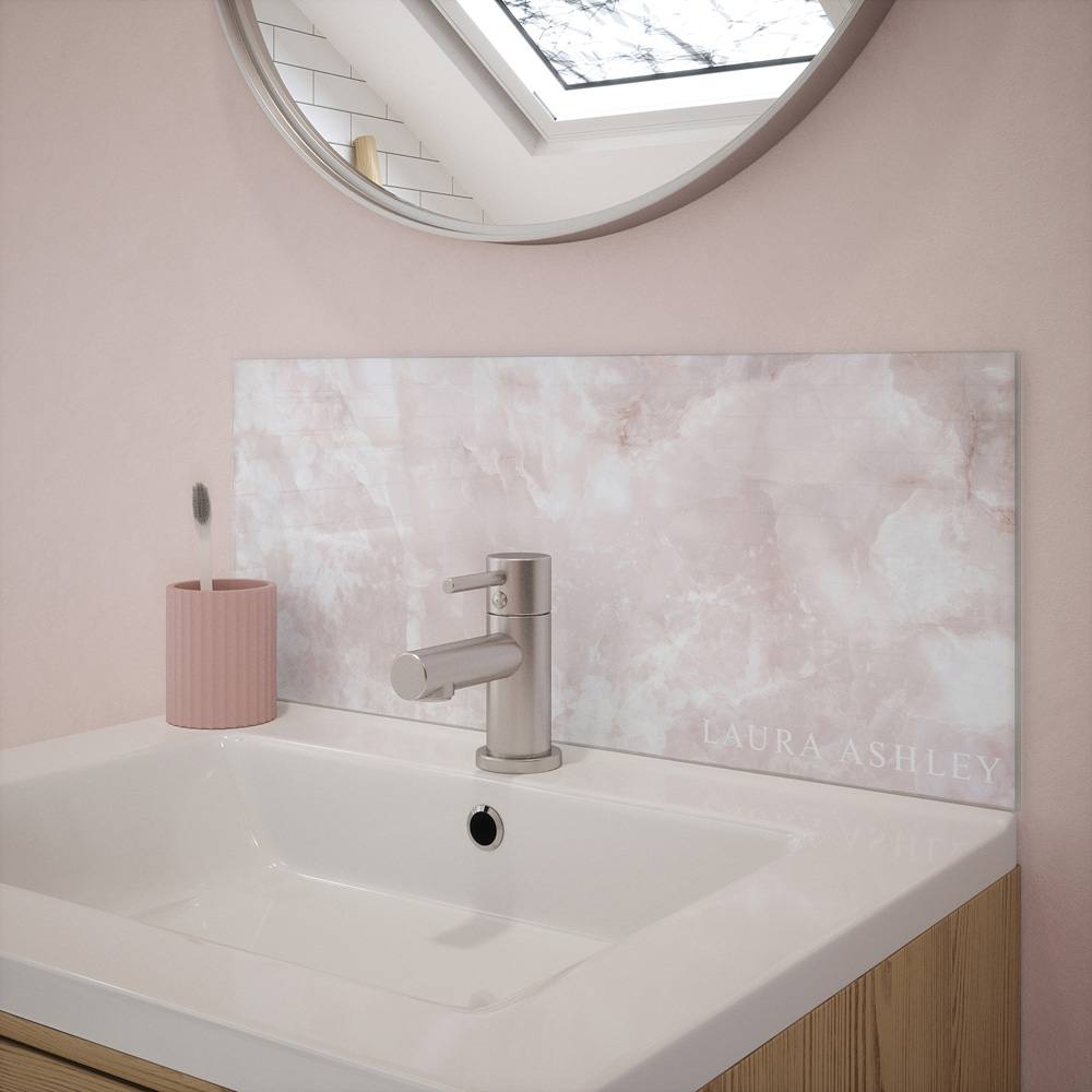 Laura Ashley Onyx Blush Glass Bathroom Splashback 600 x 250 x 4mm Image 3