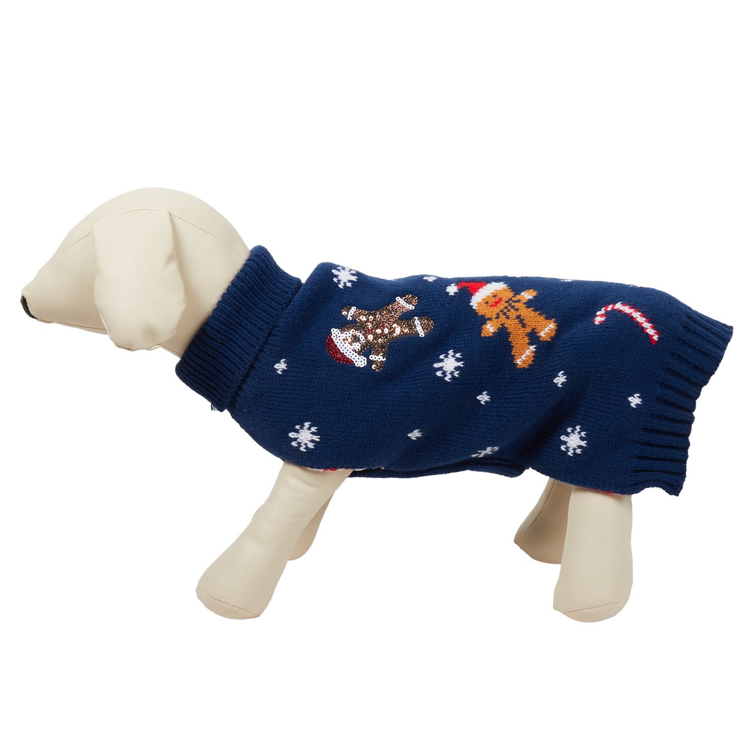 Gingerbread Festive Pet Jumper - Navy / 30cm Image 1