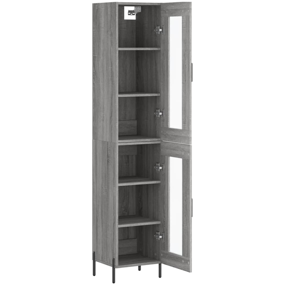 vidaXL 2 Glass Door Grey Sonoma Highboard Image 4