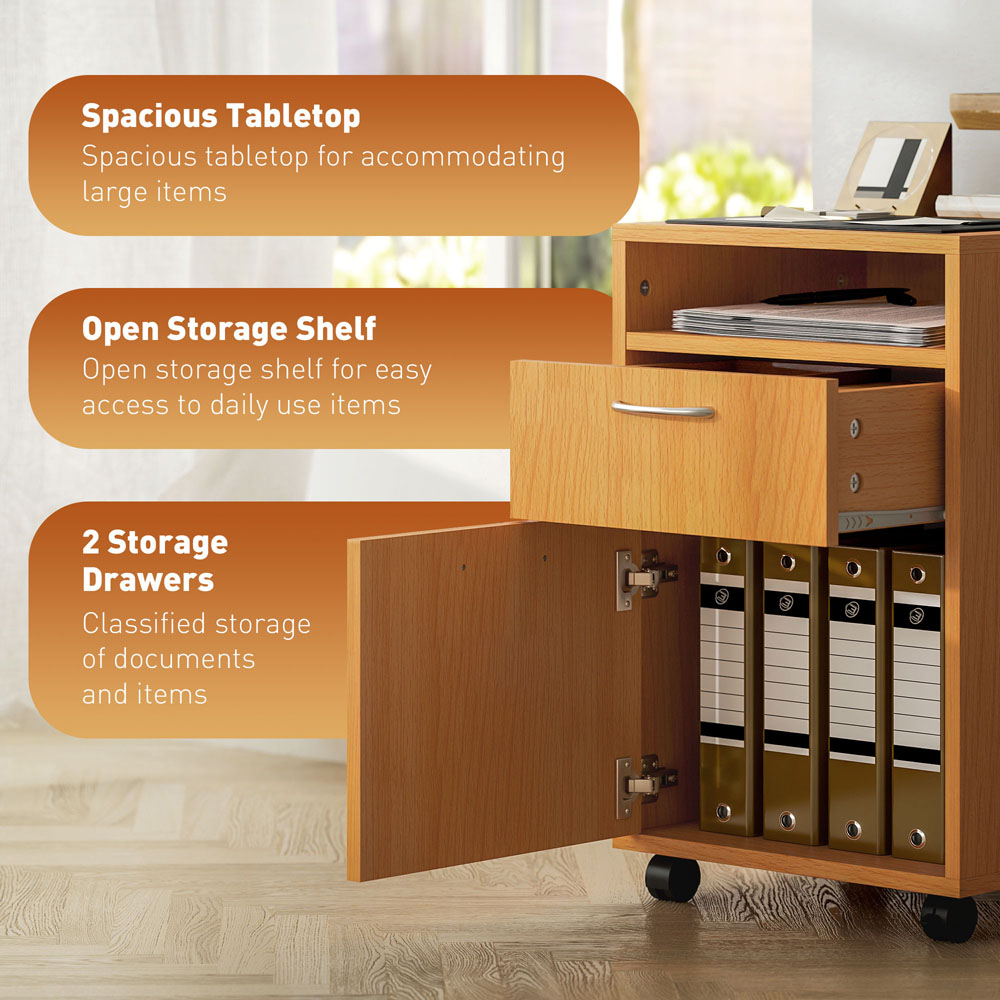 HOMCOM Single Drawer Single Door Single Shelf Natural Filing Cabinet Image 4