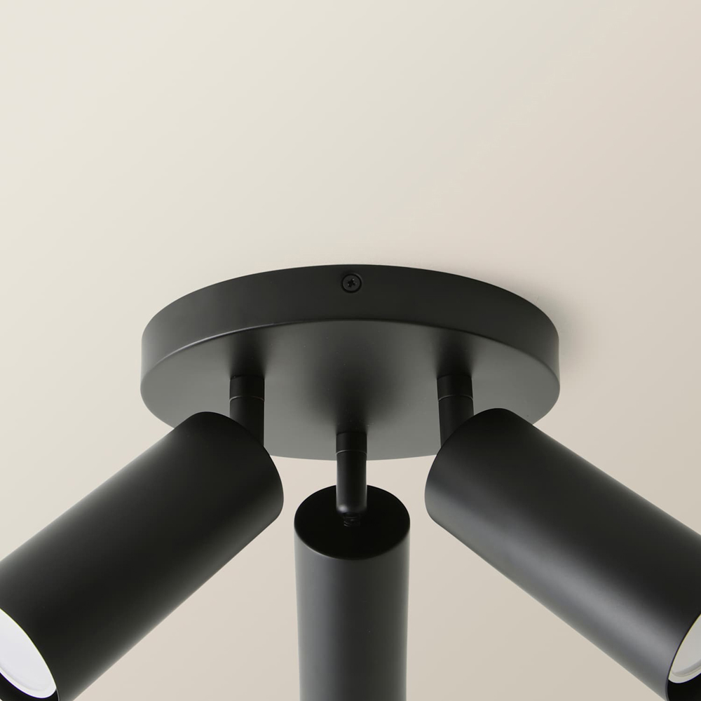 ValueLights Taylor Matte Black Tube 3 Way Adjustable Ceiling Spotlight with Bulbs Image 3