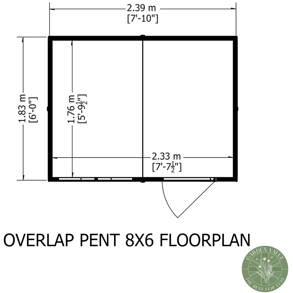 Shire 8 x 6ft Dip Treated Overlap Pent Shed Image 8