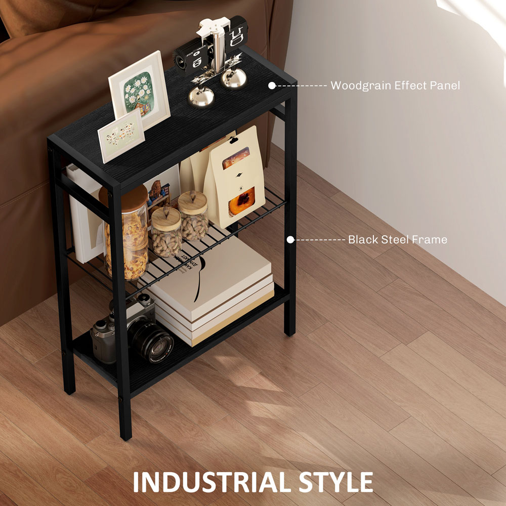 HOMCOM 2 Shelf Black Side Table Image 7