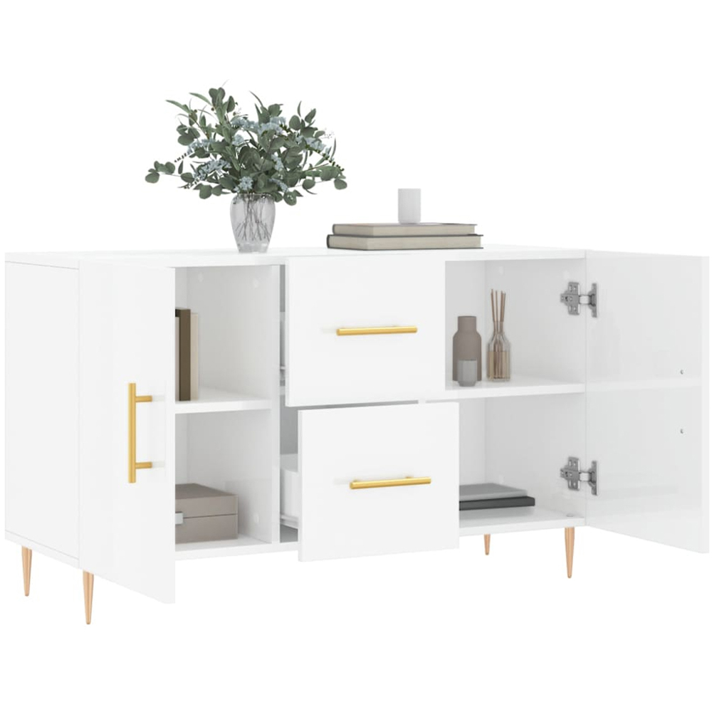 vidaXL 2 Drawer White Sideboard Image 5