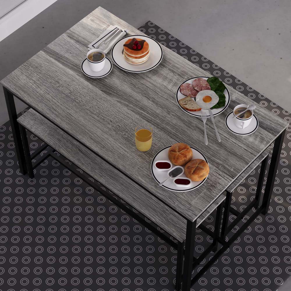 Vida Designs Brooklyn 4 Seater Metal Frame Dining Bench Set Grey Image 3