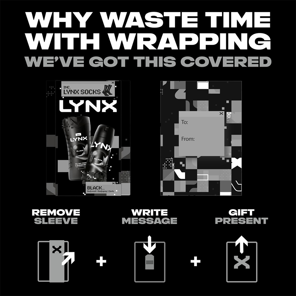 Lynx Black Duo and Socks Gift Set 4 Pack Image 5