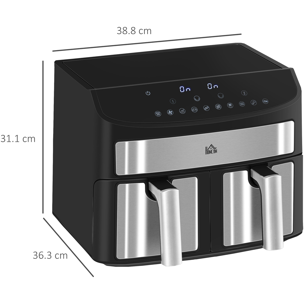 HOMCOM 800-174V70BK Black 8L Oil Free Dual Air Fryer 2400W Image 9