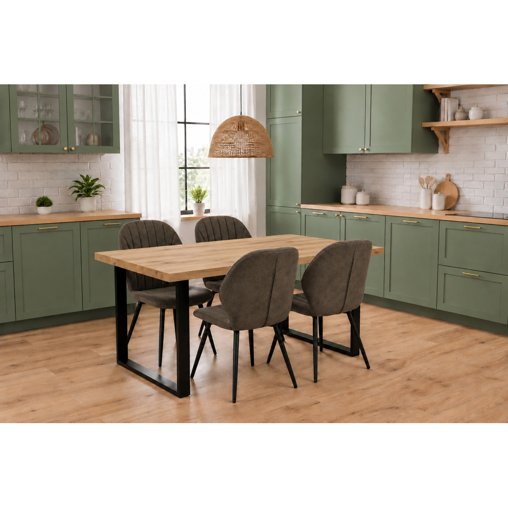 Indoor Living Colorado 4 Seater Distressed Taupe Jaydn Leather Dining Table Set Image 8