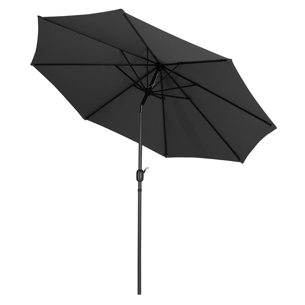 Living and Home Black Round Crank Tilt Parasol with Rattan Effect Round Base 3m Image 3