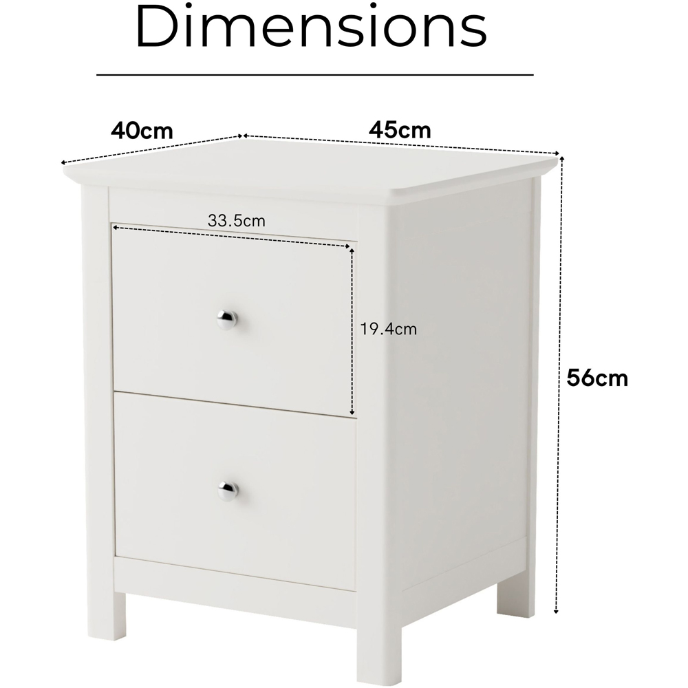 Core Products Nairn 2 Drawer White Bedside Cabinet Image 9