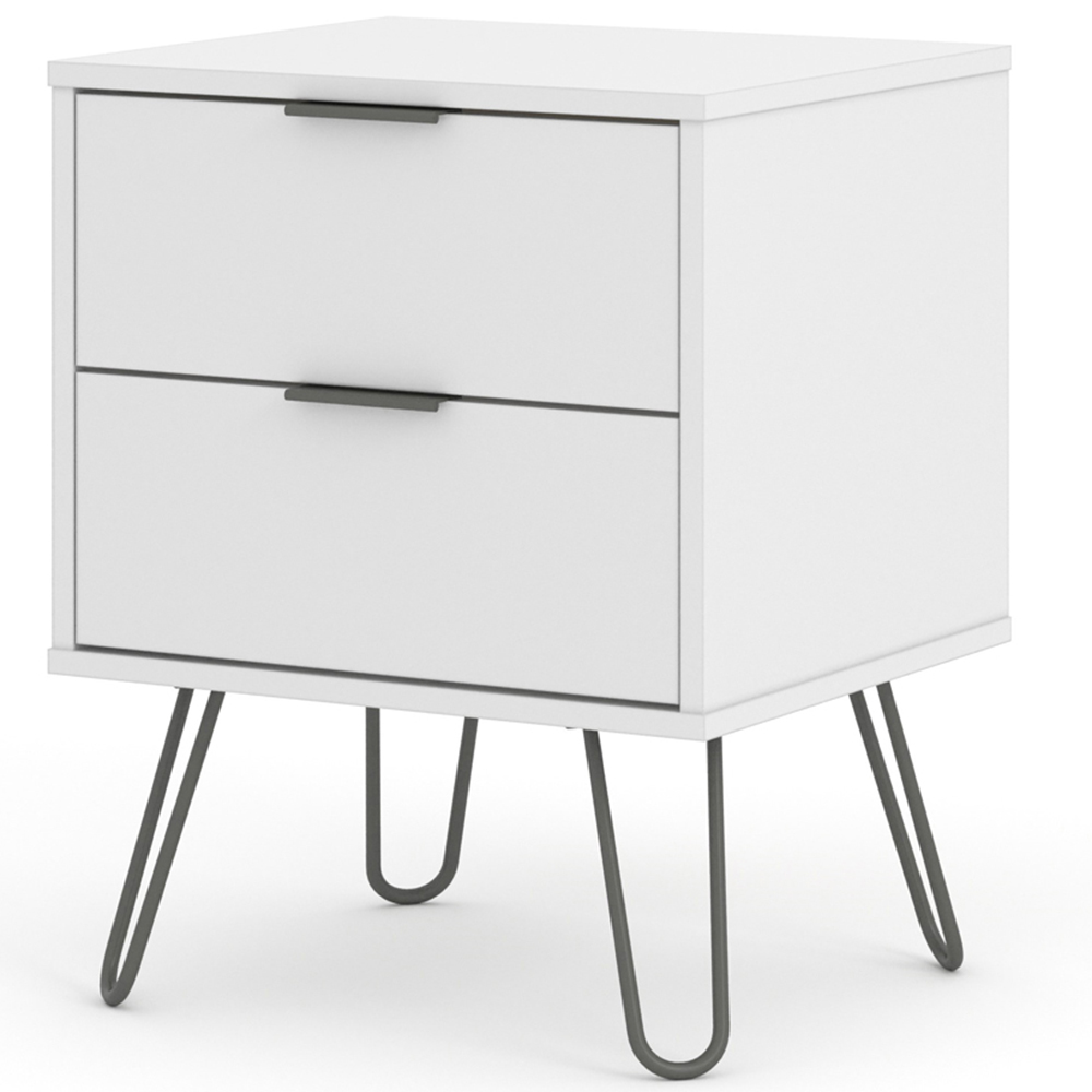 Core Products Augusta 2 Drawer White Bedside Table Image 3