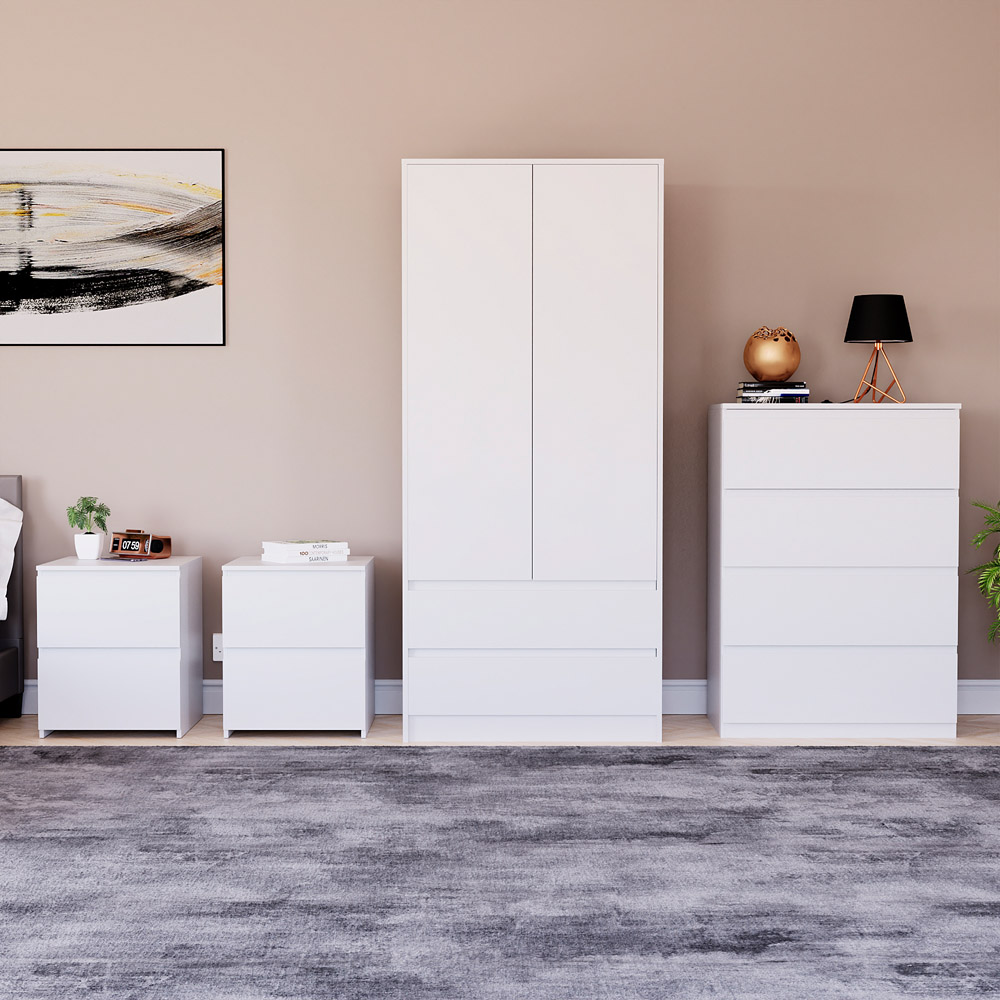 Denver White 4 Piece Bedroom Furniture Set Image 2