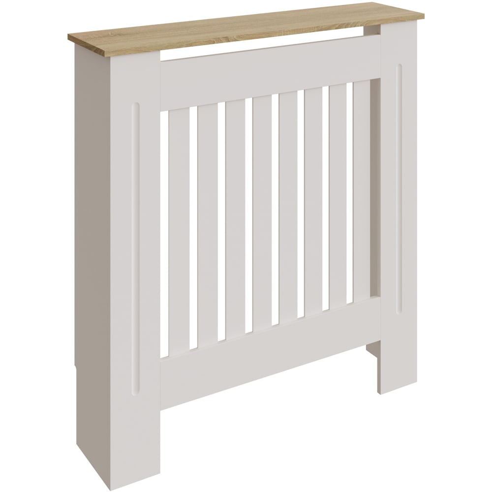 GFW Longslow White and Oak Vertical Slat Radiator Cover Small Image 1