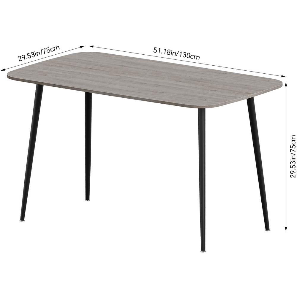 Living and Home 4 Seater Woodgrain Effect Dining Table Brown and Black Image 9