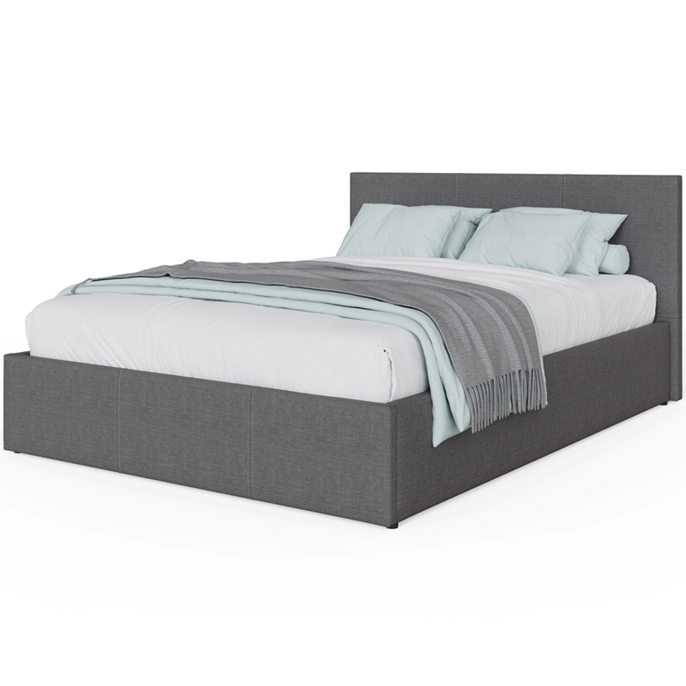 GFW Double Grey Hopsack Fabric Side Lift Ottoman Bed with Bonnell Mattress Image 3