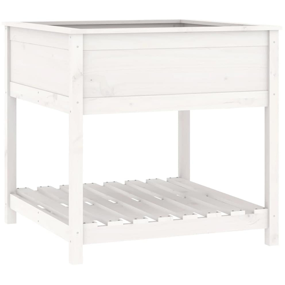 vidaXL White Solid Pine Wood Garden Planter with Shelf 81 x 82.5 x 82.5cm Image 1