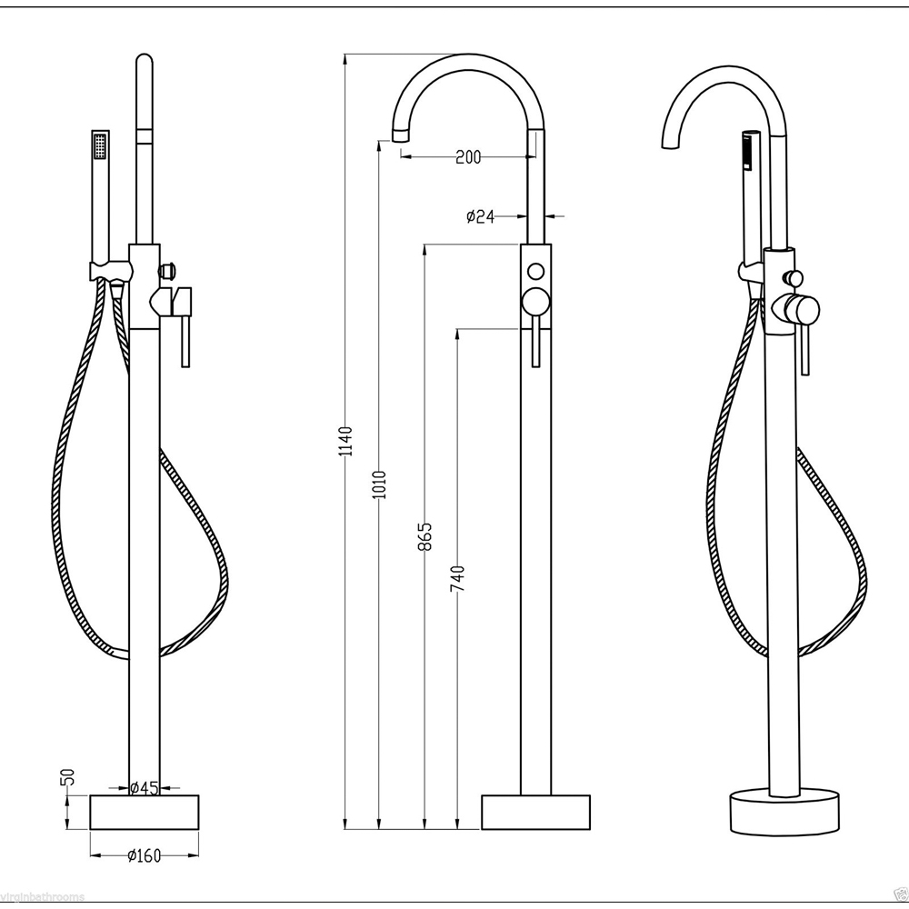 Nes Home Blossom Freestanding Bath Shower Mixer and Basin Mixer Tap with Waste Image 3