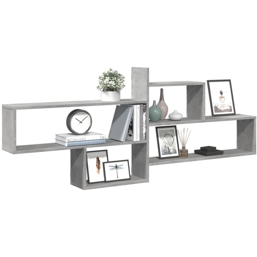 vidaXL 5 Shelf Concrete Grey Floating Wall Shelf Image 2