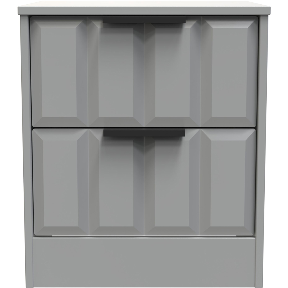 Crowndale New York 2 Drawer Dusk Grey Bedside Cabinet Ready Assembled Image 3