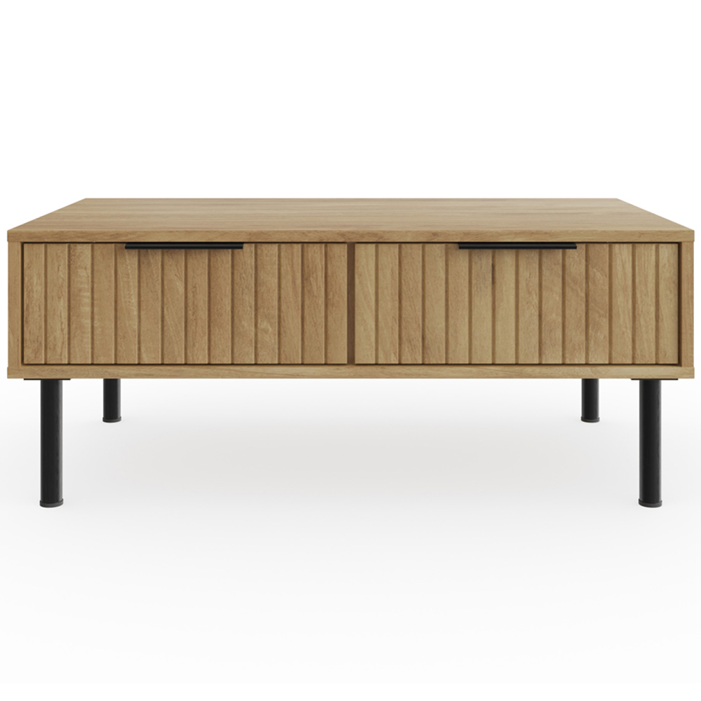 GFW Nervata 2 Drawer Oak Coffee Table Image 3