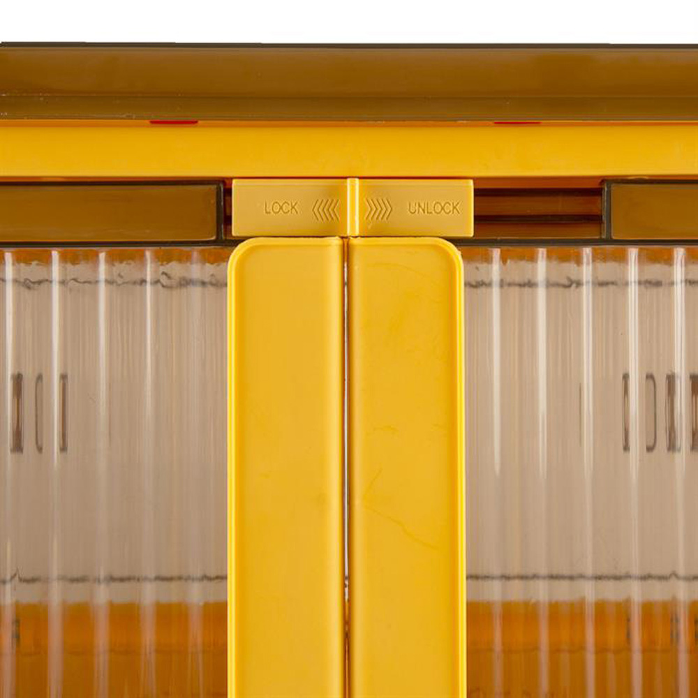 Sewing Online YN8885-YELLOW 40L 5 Door Yellow Plastic Stackable Storage Box with Wheels Image 4