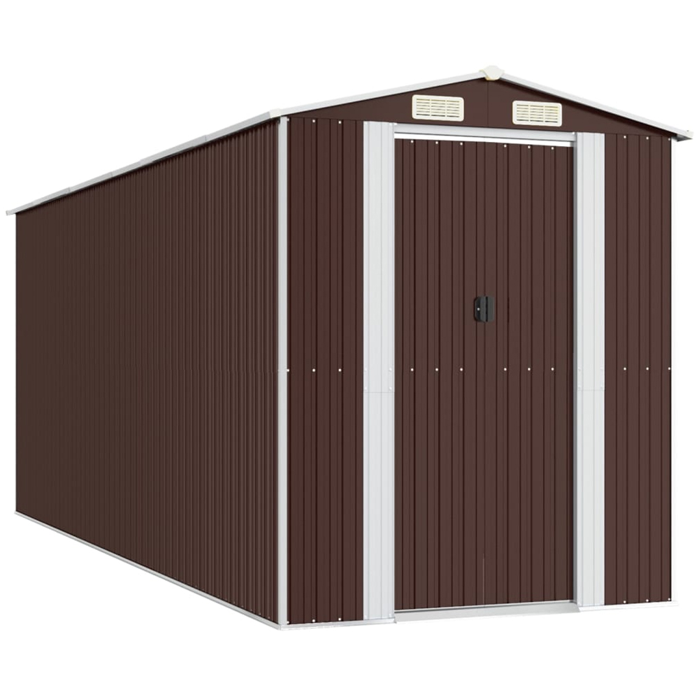 vidaXL 6.3 x 17.2ft Brown Galvanised Steel Garden Shed Image