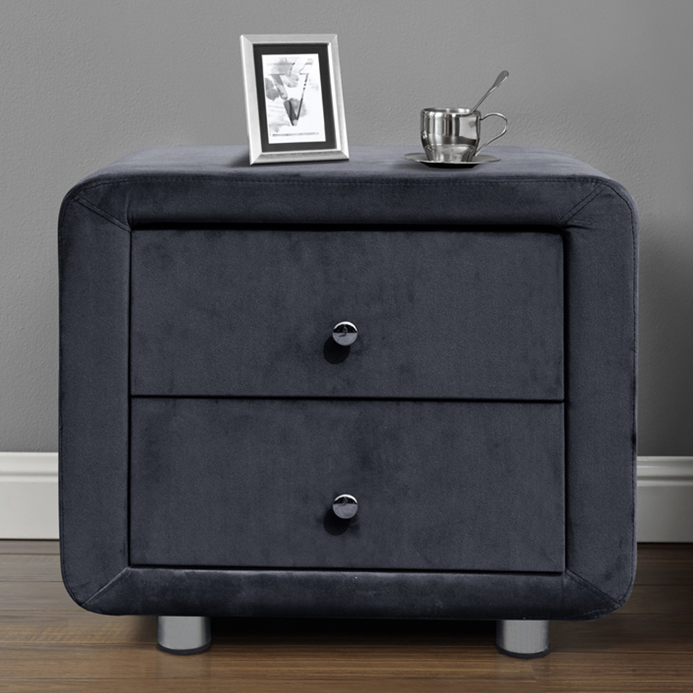 Brooklyn Grey Plush Velvet 3 Piece Bedroom Furniture Set Image 3
