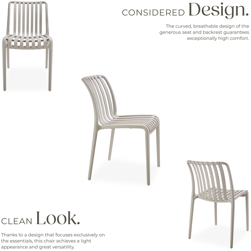 tectake Alcudia Set of 2 Taupe Stackable Garden Chair Image 6