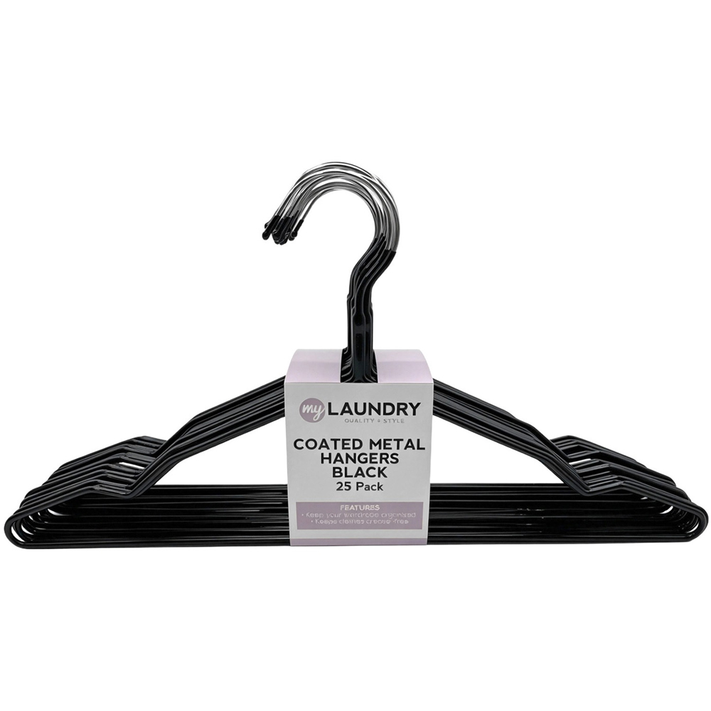 Pack of 25 My Laundry Metal Hangers Black Image 3