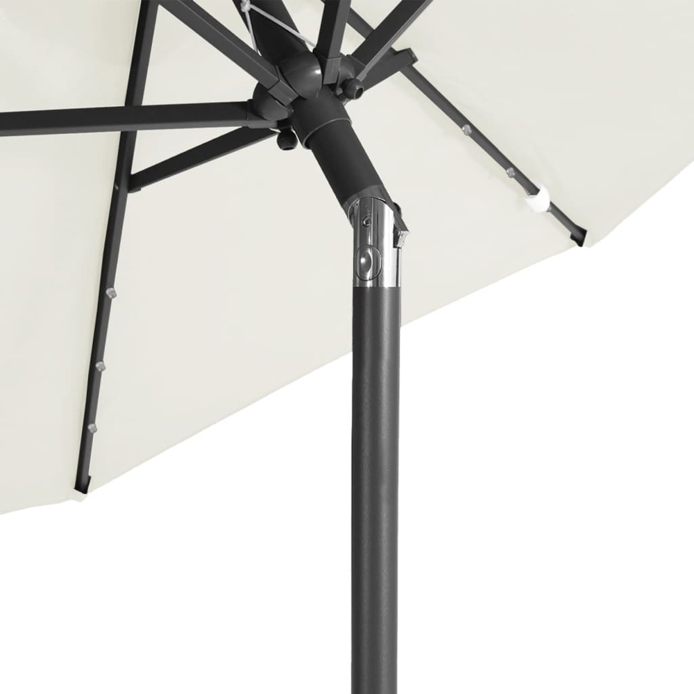 vidaXL White LED Light Garden Parasol with Steel Pole 2.25m Image 6