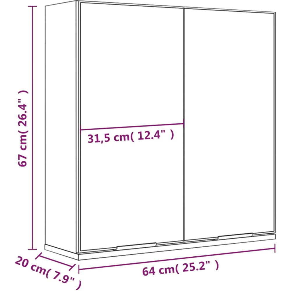 vidaXL White 2 Door Bathroom Mirror Cabinet Image 6
