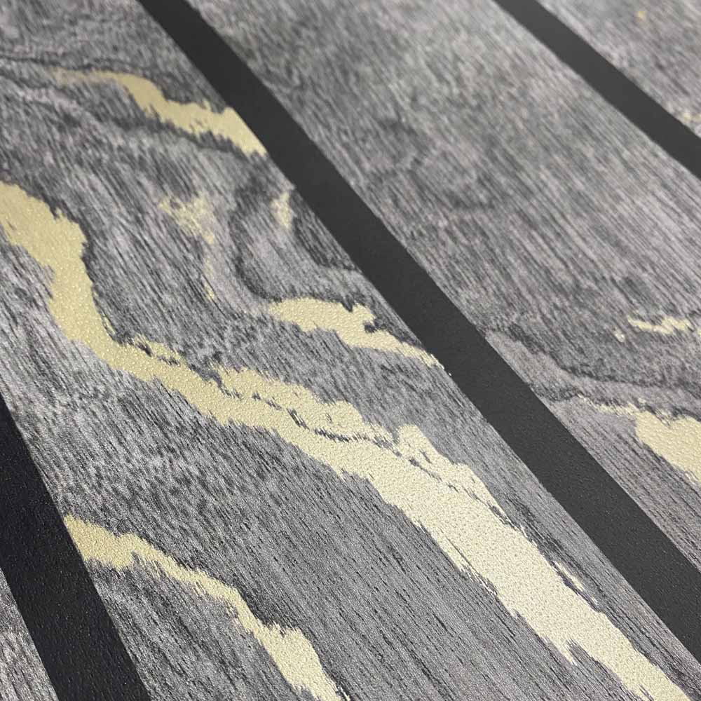 Muriva Woodgrain Panel Charcoal Wallpaper Image 3