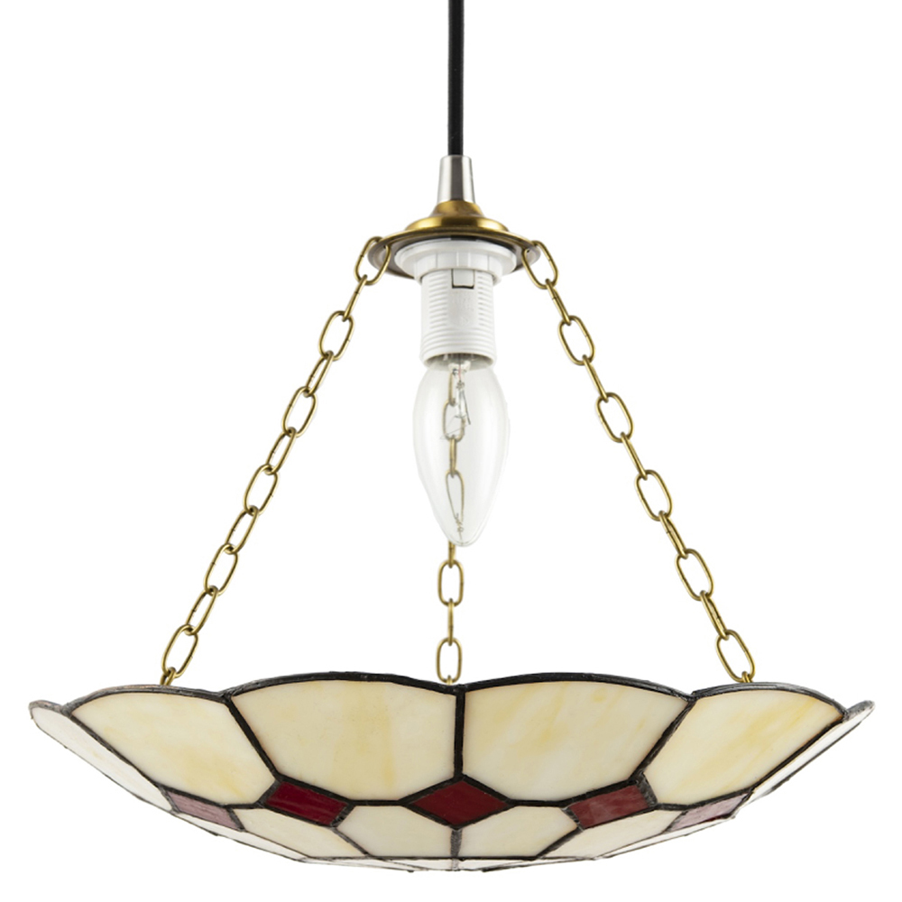 Happy Homewares Red Diamond Amber Stained Glass Pendant Lighting Shade Image 1