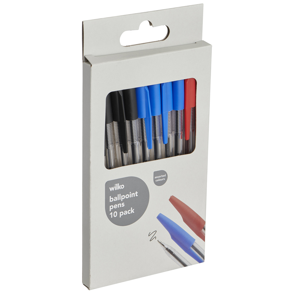 Wilko Ball Point Pens Assorted Colour 10 Pack Image 6