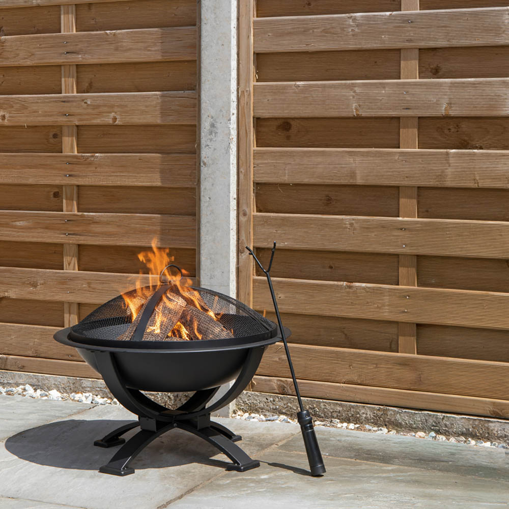 Samuel Alexander Black Steel Outdoor El-Clasico Fire Pit with Fire Poker 43cm Image 3